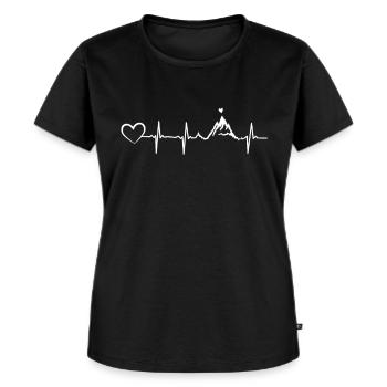 Berg Herz Herzschlag Heartbeat EKG Puls - Frauen Premium Bio T-Shirt - Schwarz - Vorne - Selfina (174cm)