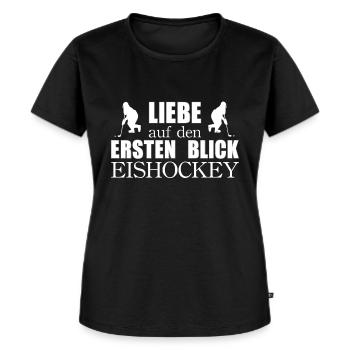 Liebe Eishockey Spruch Eishockeyspieler Geschenk - Frauen Premium Bio T-Shirt - Schwarz - Vorne - Selfina (174cm)