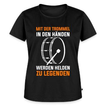Trommel Trommler Drummer Marschtrommel - Frauen Premium Bio T-Shirt - Schwarz - Vorne - Selfina (174cm)