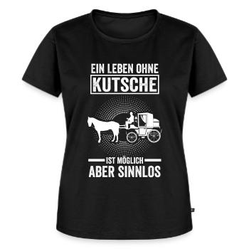 Kutscher Kutscherin Pferdekutsche Kaltblüter - Frauen Premium Bio T-Shirt - Schwarz - Vorne - Selfina (174cm)