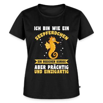 Ich bin ein Seepferdchen - Frauen Premium Bio T-Shirt - Schwarz - Vorne - Selfina (174cm)