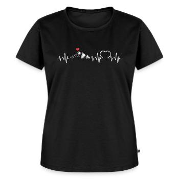 Berg Wandern Herzschlag Herz Berg Outdoor Trekking - Frauen Premium Bio T-Shirt - Schwarz - Vorne - Selfina (174cm)