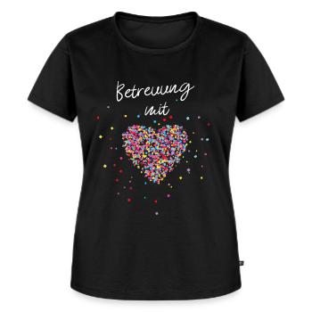 Betreuung mit Herz Herz für Pflegekräfte Geschenk - Frauen Premium Bio T-Shirt - Schwarz - Vorne - Selfina (174cm)