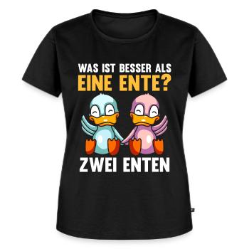 Ente Enten - Frauen Premium Bio T-Shirt - Schwarz - Vorne - Selfina (174cm)