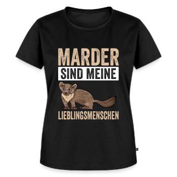 Marder - Frauen Premium Bio T-Shirt - Schwarz - Vorne - Selfina (174cm)