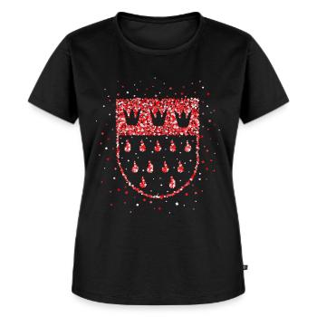Köln Rot Weiss Wappen Karneval Konfetti - Frauen Premium Bio T-Shirt - Schwarz - Vorne - Selfina (174cm)