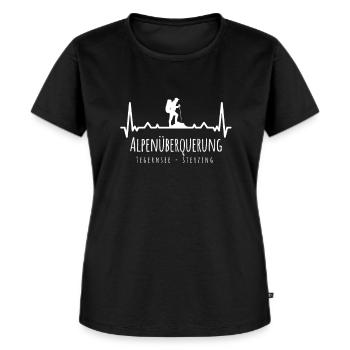 Alpenüberquerung Tegernsee Sterzing - Frauen Premium Bio T-Shirt - Schwarz - Vorne - Selfina (174cm)