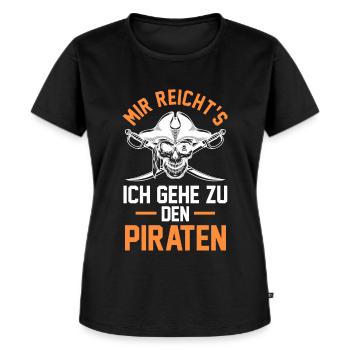 Pirat Piraten - Frauen Premium Bio T-Shirt - Schwarz - Vorne - Selfina (174cm)