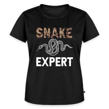 Schlangen Experte Schlange Sprüche Tier Haustier - Frauen Premium Bio T-Shirt - Schwarz - Vorne - Selfina (174cm)