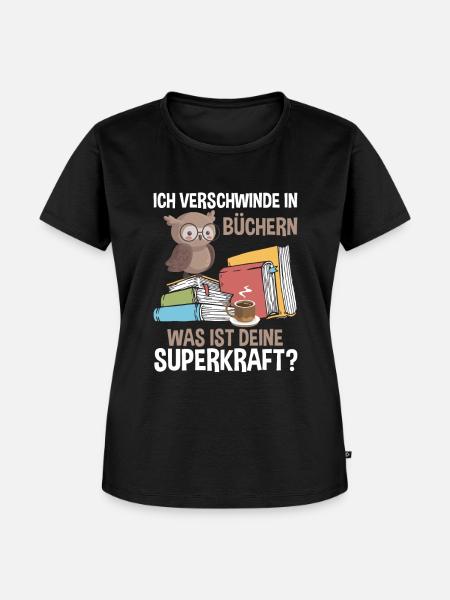 Ich Verschwinde In Büchern - Frauen Premium Bio T-Shirt - Schwarz