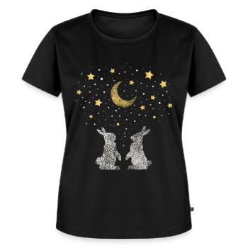 Schlafshirt Kuschelshirt Kaninchen Hasen - Frauen Premium Bio T-Shirt - Schwarz - Vorne - Selfina (174cm)