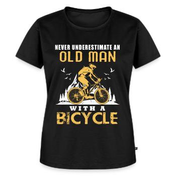 alter Mann Fahrrad Rentner Rennrad - Frauen Premium Bio T-Shirt - Schwarz - Vorne - Selfina (174cm)