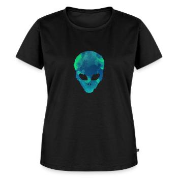 Alien Gesicht UFO Weltall Space außerirdisch - Frauen Premium Bio T-Shirt - Schwarz - Vorne - Selfina (174cm)