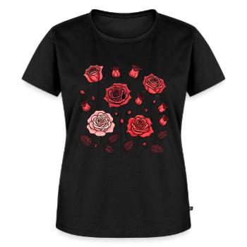 Roses rouges - T-shirt Premium bio Femme - noir - Devant - Selfina (174cm)