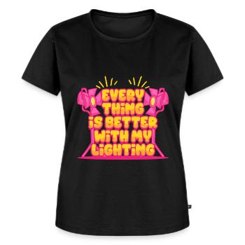Technicien d’éclairage Technicien d’éclairage - T-shirt Premium bio Femme - noir - Devant - Selfina (174cm)