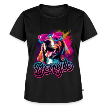 Beagle Dog With Sunglasses - Women's Premium Organic T-shirt - black - Front - Selfina (174cm)