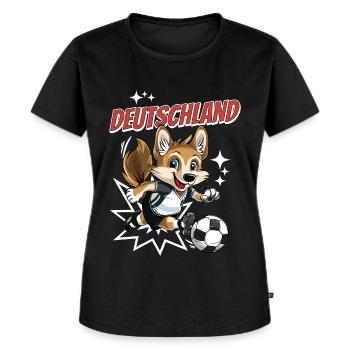 Fußball Deutschland Hund Tier Fußballer Fan Team - Frauen Premium Bio T-Shirt - Schwarz - Vorne - Selfina (174cm)