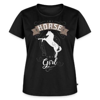Pferd- Horse Girl - Frauen Premium Bio T-Shirt - Schwarz - Vorne - Selfina (174cm)