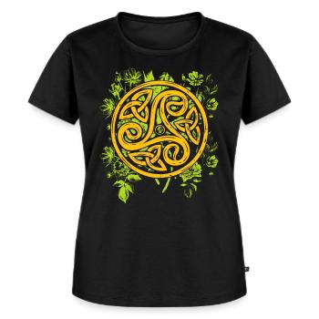 Triskele Keltisches Symbol - Frauen Premium Bio T-Shirt - Schwarz - Vorne - Selfina (174cm)