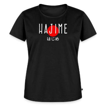 Hajime Japan Flagge Symbol cooles Judo Geschenk - Frauen Premium Bio T-Shirt - Schwarz - Vorne - Selfina (174cm)