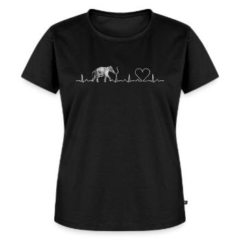 Herzschlag Elefant - Frauen Premium Bio T-Shirt - Schwarz - Vorne - Selfina (174cm)