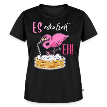 Es eskaliert Eh Flamingo Damen - Frauen Premium Bio T-Shirt - Schwarz - Vorne - Selfina (174cm)