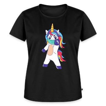 Licorne à distance sociale - T-shirt Premium bio Femme - noir - Devant - Selfina (174cm)