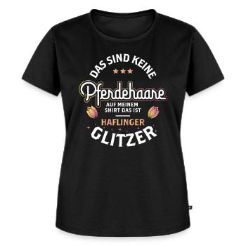 Reiterin Pferd Spruch Haare Glitzer Haflinger - Frauen Premium Bio T-Shirt - Schwarz - Vorne - Selfina (174cm)