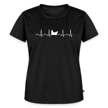 Huhn Herzschlag Eier Hühnerstall Geschenkidee - Frauen Premium Bio T-Shirt - Schwarz - Vorne - Selfina (174cm)