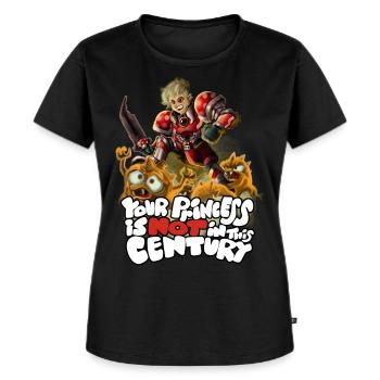 Vrai T-Shirt Peach Actual - T-shirt Premium bio Femme - noir - Devant - Selfina (174cm)