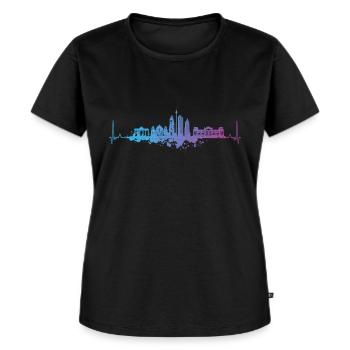 Berlin Herzschlag - Frauen Premium Bio T-Shirt - Schwarz - Vorne - Selfina (174cm)