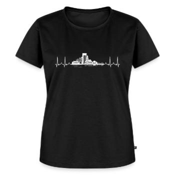 Hamburg Geschenkidee Hamburger Deutschland Hafen - Frauen Premium Bio T-Shirt - Schwarz - Vorne - Selfina (174cm)