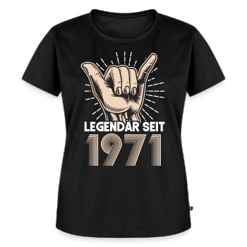 Vintage 50. Geburtstag Legendär Seit Januar 1971 - Frauen Premium Bio T-Shirt - Schwarz - Vorne - Selfina (174cm)