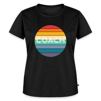 Rainbow COACH Shirt, Retro COACH, COACH Sunset, - Frauen Premium Bio T-Shirt - Schwarz - Vorne - Selfina (174cm)