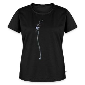 Katze niedliche Silhouette - Frauen Premium Bio T-Shirt - Schwarz - Vorne - Selfina (174cm)