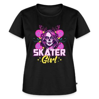 Skater Girl Longboard Skateboard Geschenkidee - Frauen Premium Bio T-Shirt - Schwarz - Vorne - Selfina (174cm)