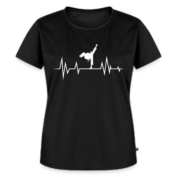 Karate Mädchen Herzschlag - Taekwondo - Frauen Premium Bio T-Shirt - Schwarz - Vorne - Selfina (174cm)