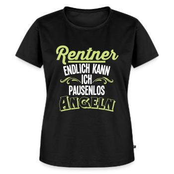 Rentner Angeln - Frauen Premium Bio T-Shirt - Schwarz - Vorne - Selfina (174cm)