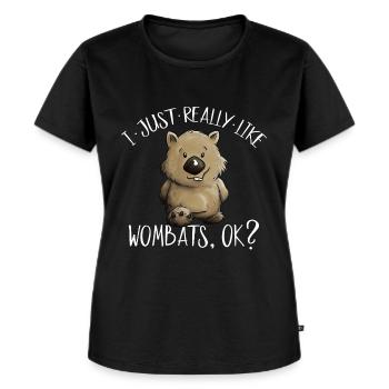I Just Really Like Wombats OK? Beuteltier Wombat - Frauen Premium Bio T-Shirt - Schwarz - Vorne - Selfina (174cm)