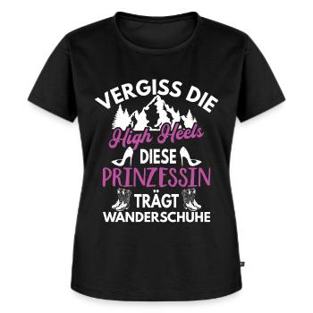 Wanderschuhe Statt High Heels Prinzessin - Frauen Premium Bio T-Shirt - Schwarz - Vorne - Selfina (174cm)