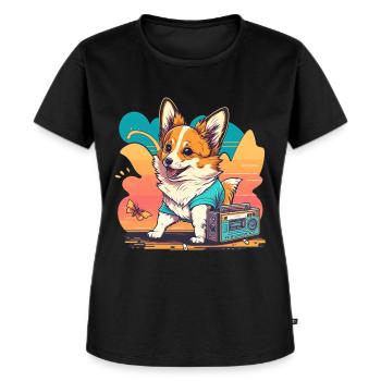 Corgie Cartoon - Women's Premium Organic T-shirt - black - Front - Selfina (174cm)