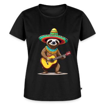 Faultier Mexikanischer Mariachi Gitarrenmusik - Frauen Premium Bio T-Shirt - Schwarz - Vorne - Selfina (174cm)