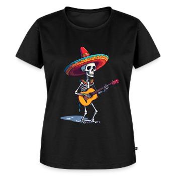 Mexican mariachi skeleton guitarist - Women's Premium Organic T-shirt - black - Front - Selfina (174cm)
