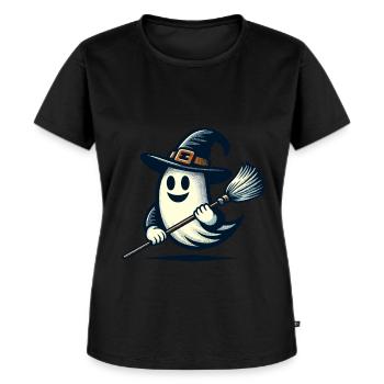 Funny Witch Spirit Witch Broom Halloween Fun - Women's Premium Organic T-shirt - black - Front - Selfina (174cm)