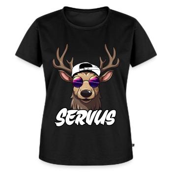 Hirschgeweih Servus Grantler Trachtenshirt Mann - Frauen Premium Bio T-Shirt - Schwarz - Vorne - Selfina (174cm)