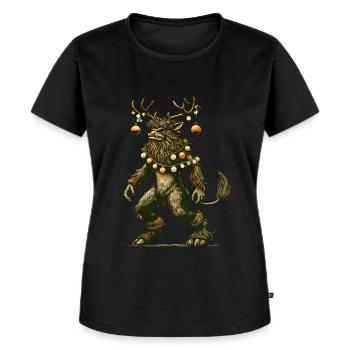 Festlicher Krampus Weihnachtszauber - Frauen Premium Bio T-Shirt - Schwarz - Vorne - Selfina (174cm)