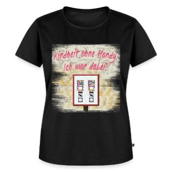 Kindheit ohne Handy. Ich war dabei! - 90er Vintage - Frauen Premium Bio T-Shirt - Schwarz - Vorne - Selfina (174cm)