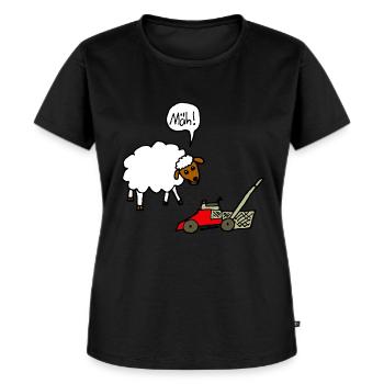 Schaf und Rasenmäher lustiger Comic Spruch Witz - Frauen Premium Bio T-Shirt - Schwarz - Vorne - Selfina (174cm)