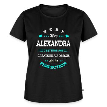 ALEXANDRA PARFAITE - NOM ALEXANDRA - T-shirt Premium bio Femme - noir - Devant - Selfina (174cm)