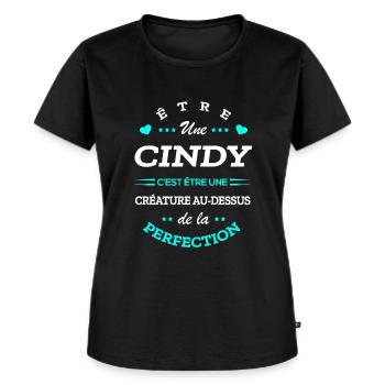 CINDY PARFAITE - NOM CINDY - T-shirt Premium bio Femme - noir - Devant - Selfina (174cm)